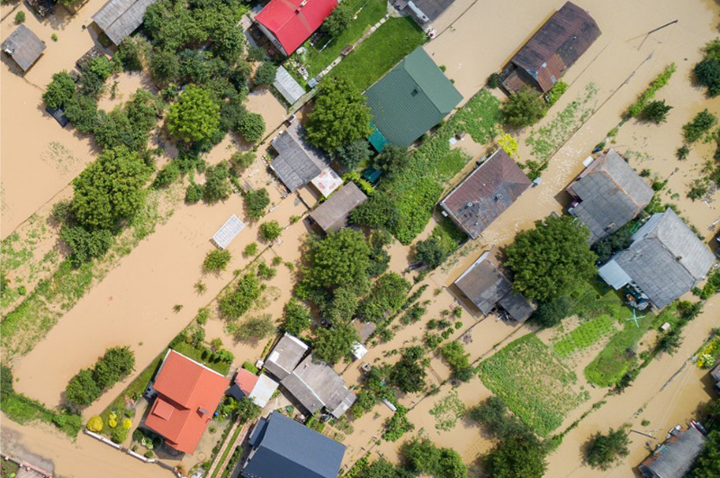 Flooded houses