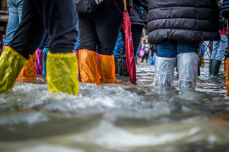 People in flood water