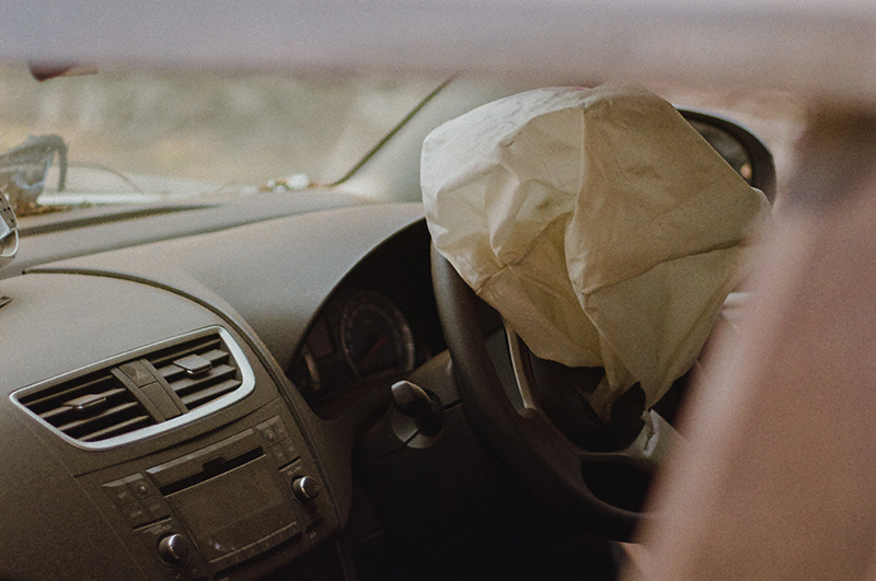 car crash with airbag