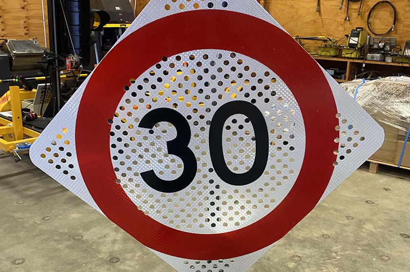 perforated traffic sign