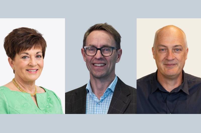 Dame Patsy Reddy, Sir Ashley Bloomfield, and David Downs