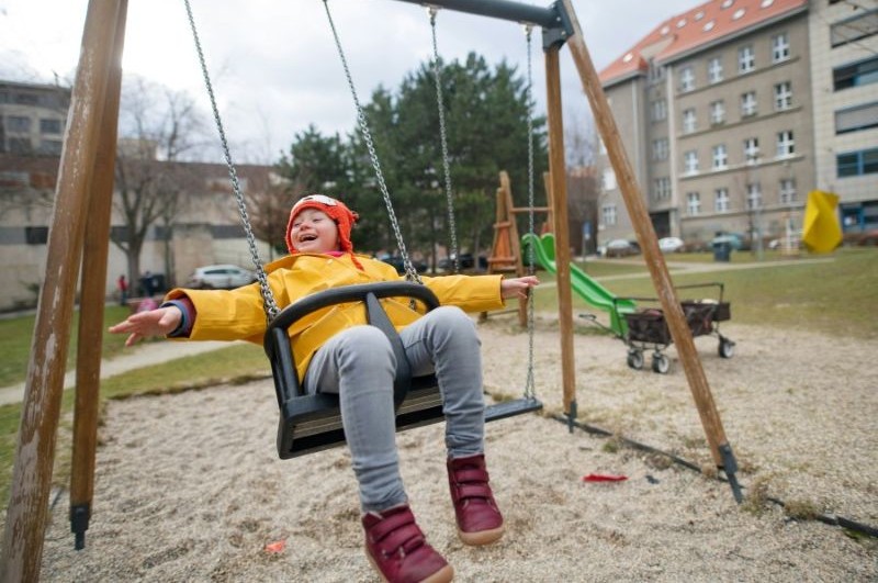 child on swing