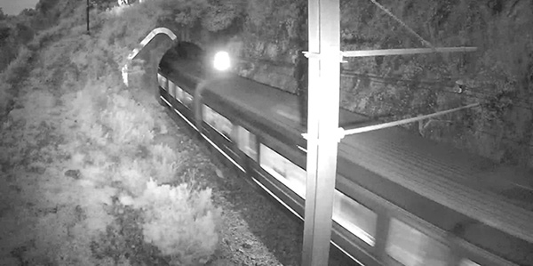 Night vision camera of train passing