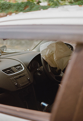 car crash with airbag