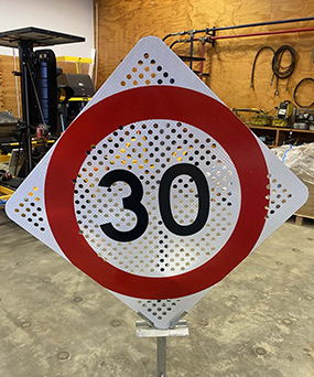 perforated traffic sign