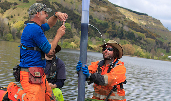 collecting a sediment core