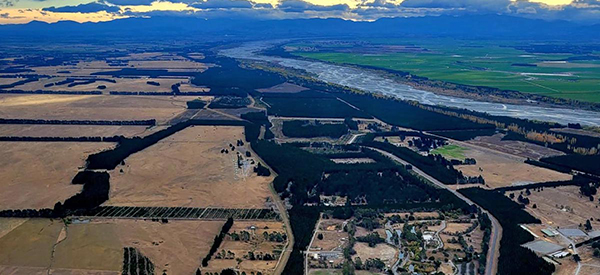 Aerial view of farm land