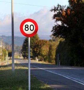 80km per hour speed limit road sign