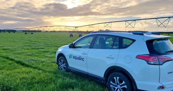 irrigation in pasture with Aqualinc vehicle