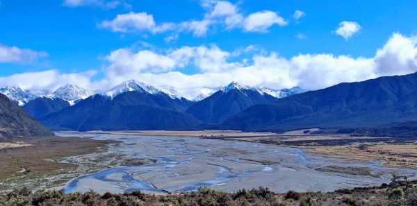 Mountain range and river